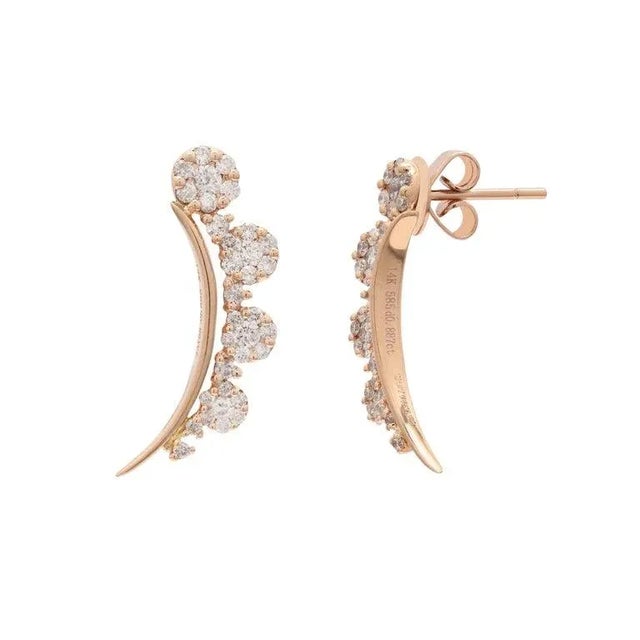 Natural Diamond Modern 14k Rose Gold Earrings by VRJewels- A Pair For Sale - Image 4 of 11