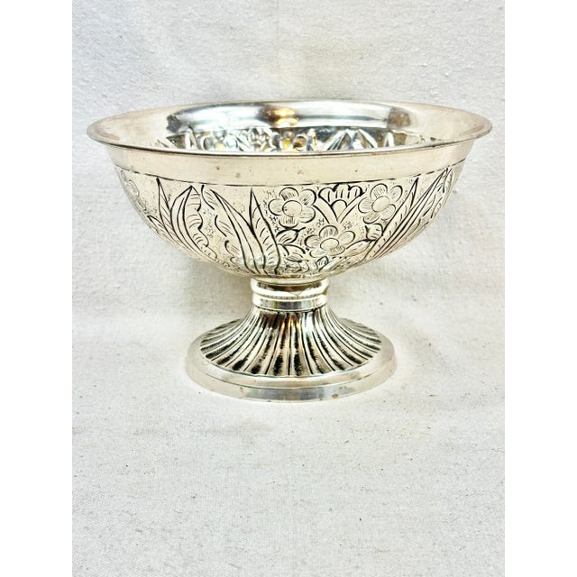 Late 20th Century Vintage Silver Colored Metal Compote For Sale - Image 5 of 9