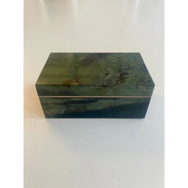 Modern Mineral Box in Green Jasper with Velvet Lining, 1950s For Sale - Image 3 of 11