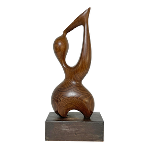 C. 1970s Abstract Figurative Carved Teak Sculpture