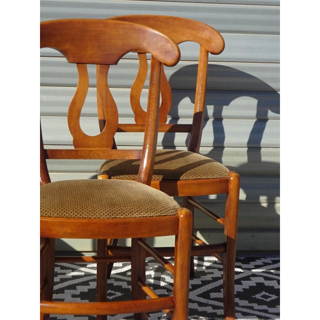 Wooden Chairs with Golden Velvet Top, 1980s, Set of 4 For Sale - Image 3 of 18