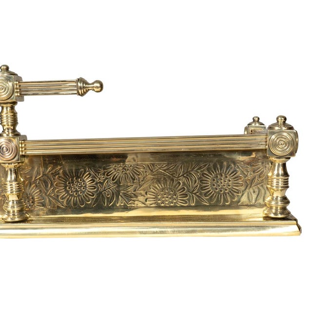 19th Century English Aesthetic Movement Brass Fire Fender For Sale - Image 5 of 10