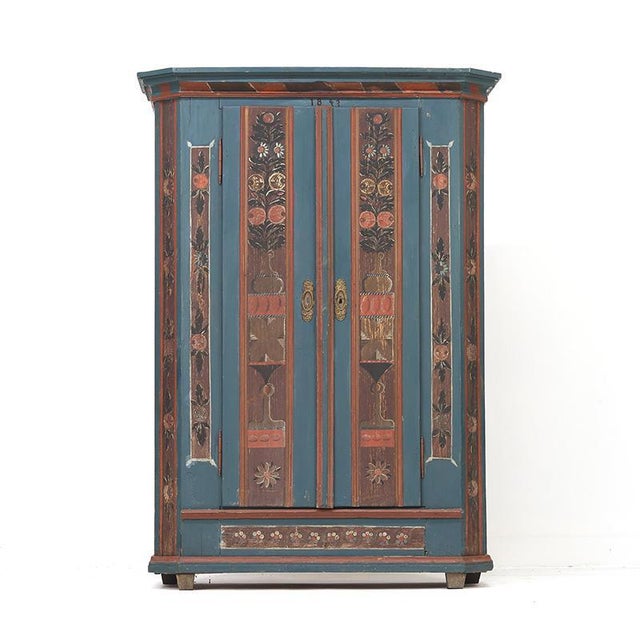 Rustic Farmhouse Folk Art Painted Bridal Cabinet, 1841 For Sale - Image 13 of 13