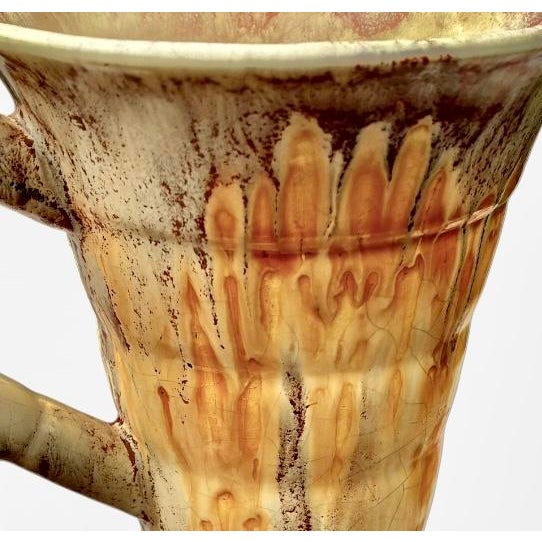 SylvaC Art Deco "Alex" Pottery Jug / Vase Featuring a Distinctive Geometric Bamboo-Style Handle. For Sale - Image 4 of 13