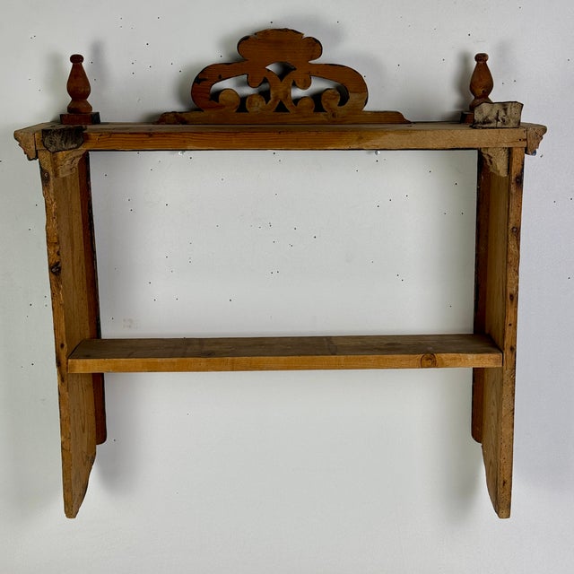 Blue Vintage Salvaged Wooden Ornamental Fairytale Open Shelf in Blue Paint For Sale - Image 8 of 10