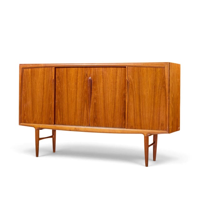Mid-Century Modern Gunni Omann Mid Century Danish Teak High Sliding Door Credenza For Sale - Image 3 of 10