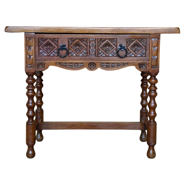 Early 20th Century Large Spanish Nightstand or Low Console Table with Drawer For Sale - Image 15 of 18