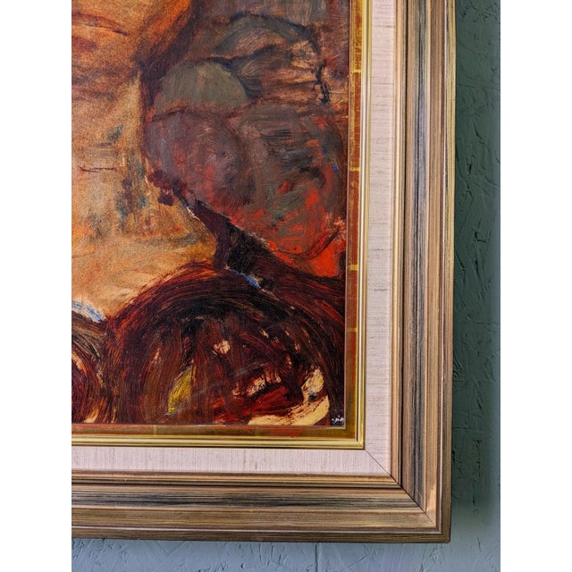 Mid-Century Modern "Portrait in Sepia" Swedish Figure Portrait Oil Painting, Framed For Sale - Image 10 of 11