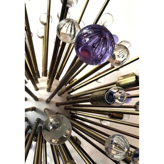 21st Century Italian Burst Lilac and Clear Murano Glass Sphere Sputnik by Fabio LTD For Sale - Image 6 of 9