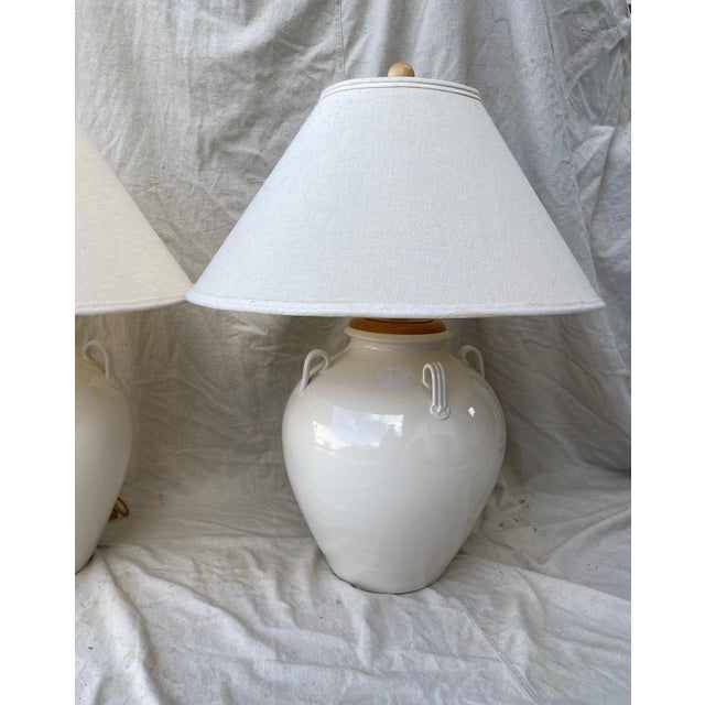 Mid 20th Century Rustic European Large Ceramic Jug Table Lamps With Shades a Pair Chairish