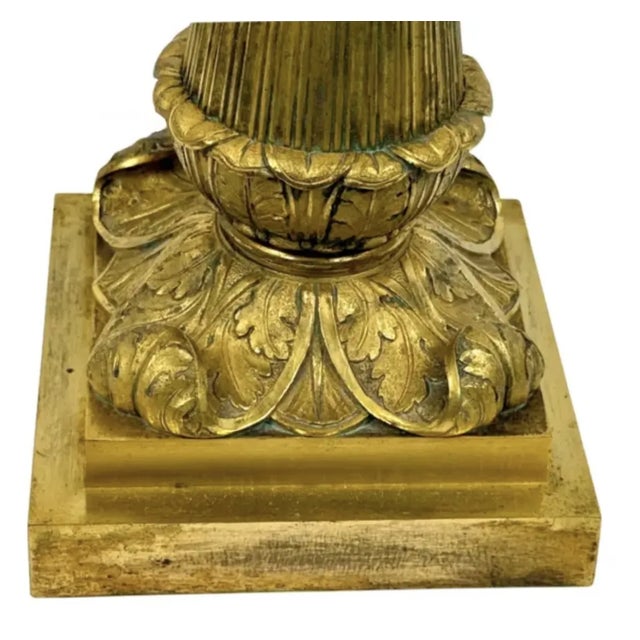 Metal Empire Dore Patinated and Bronze Candelabra Lamp For Sale - Image 7 of 11