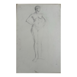 1970’s Original Abstract Expressionist Female Nude Study Drawing