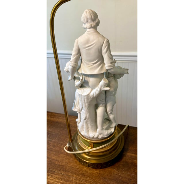 Metal Mid 20th Century Large Parian Bisque Porcelain Sculptured Lamps For Sale - Image 7 of 12