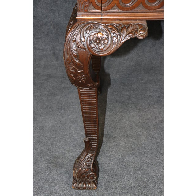 Antique Georgian Style Carved Console Table With Inlaid Wood Top For Sale - Image 13 of 13