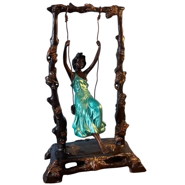 Bronze "Girl on a Swing" Sculpture by Auguste Moreau For Sale - Image 8 of 18