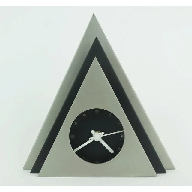 Gray Postmodern Style Black and Silver-Gray Metal Table Clock, 1980s For Sale - Image 8 of 8