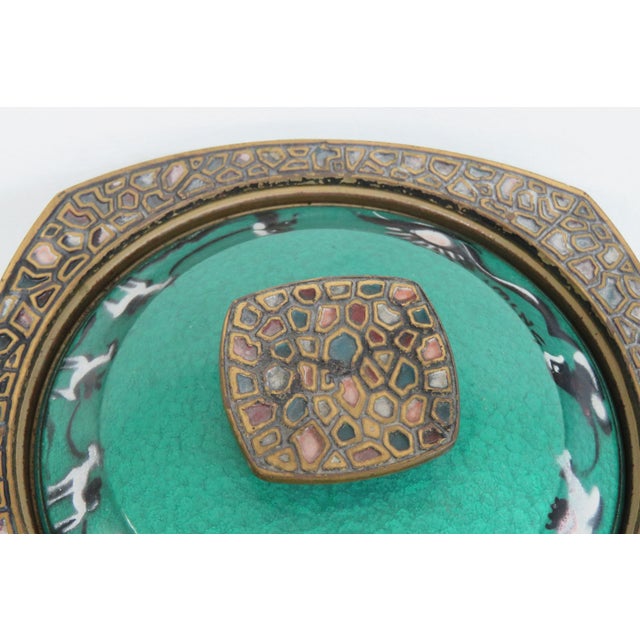 Metal Mid Century Judaica Israeli Enamel Lidded Brass Serving Bowl Pedestal Dish 5003b For Sale - Image 7 of 14