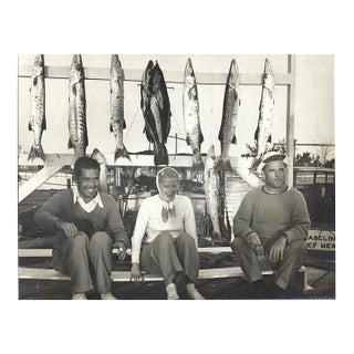 1939 Photograph of Golfer Dick Metz and Actress Jean Chatburn and Their Deep Sea Catch For Sale