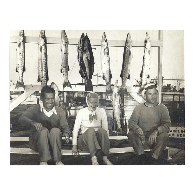 1939 Photograph of Golfer Dick Metz and Actress Jean Chatburn and Their Deep Sea Catch For Sale