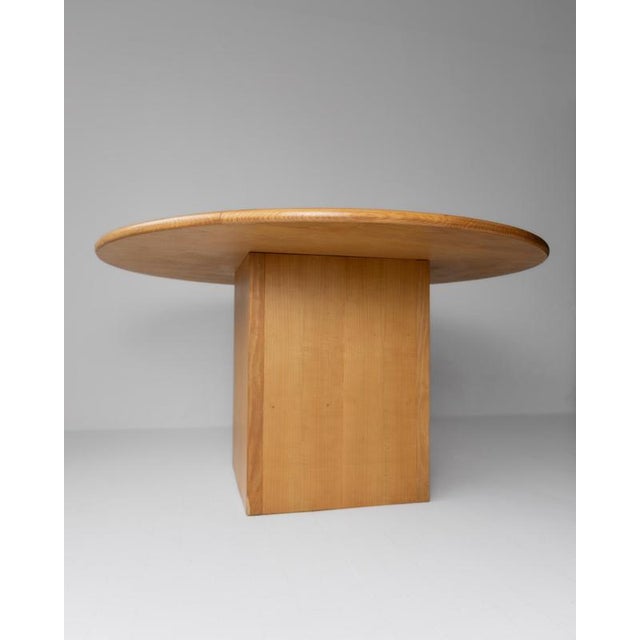 Brown Large Vintage Italian Round Wooden Table, 1980s For Sale - Image 8 of 18