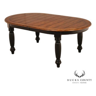 Oskar Huber Farmhouse Style Oval Extension Dining Table With 2 Leaves For Sale