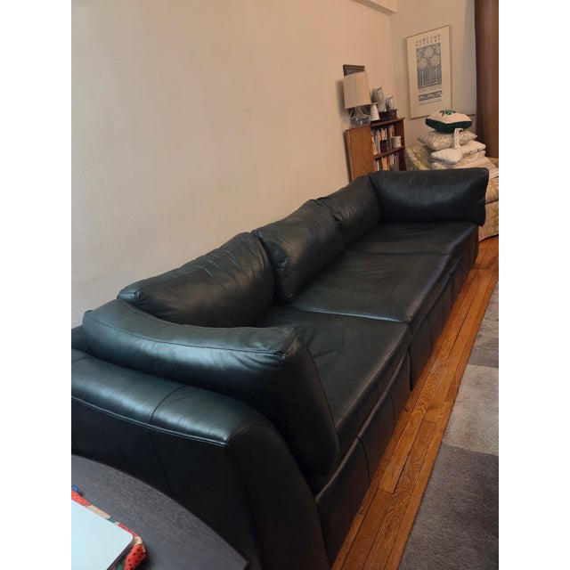 Stickley Baldwin Modular sofa in beautiful soft Largo Jade leather. Upgraded ultra plush firm seat cushions. Consists of...