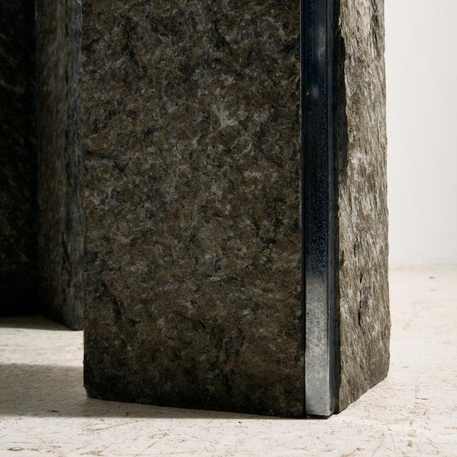 Glass and Slate Stone Console Table, 1980s For Sale - Image 4 of 12
