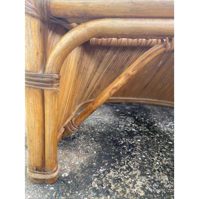 Stunning Split Reed + Rattan Barrel Club or Lounge Chair | Hollywood Regency to Mid Century Modern in a Gabriela Crespi For Sale - Image 11 of 11