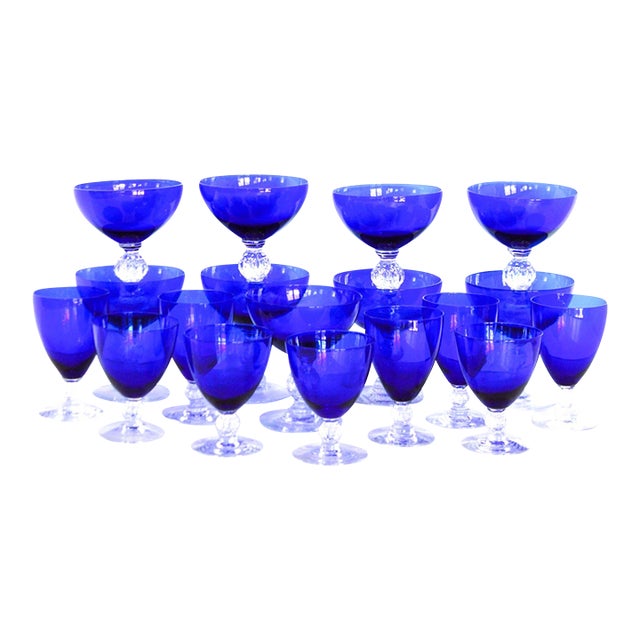 1920s Morgantown Glass Works Golf Ball Cocktail Glasses - Set of 18 For Sale