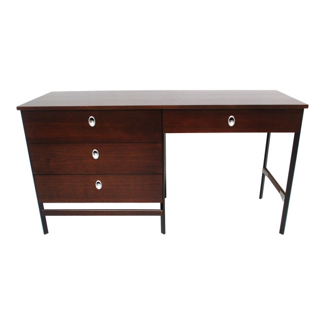George Nelson Styled Mid Century Walnut Desk by Vista of California For Sale