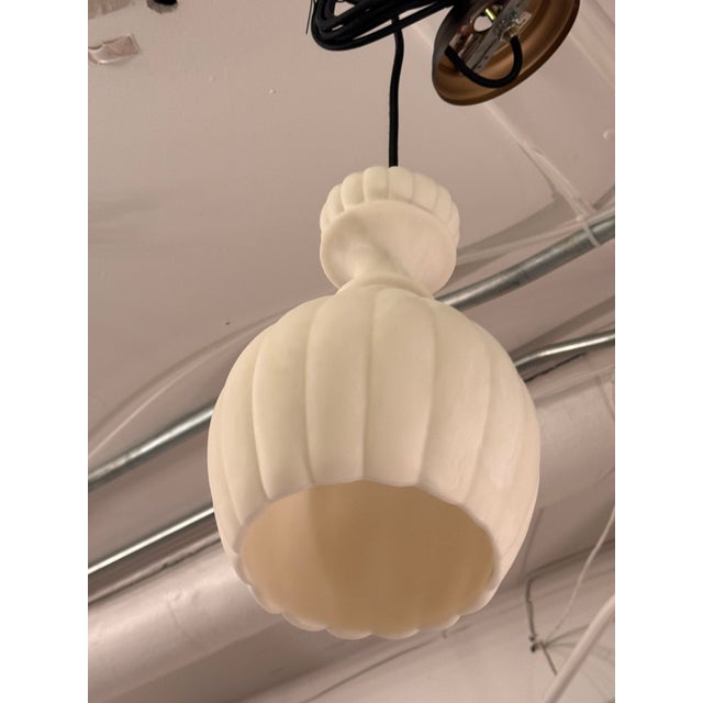 White Pottery Barn Noah Fluted Light Pendant For Sale - Image 8 of 13