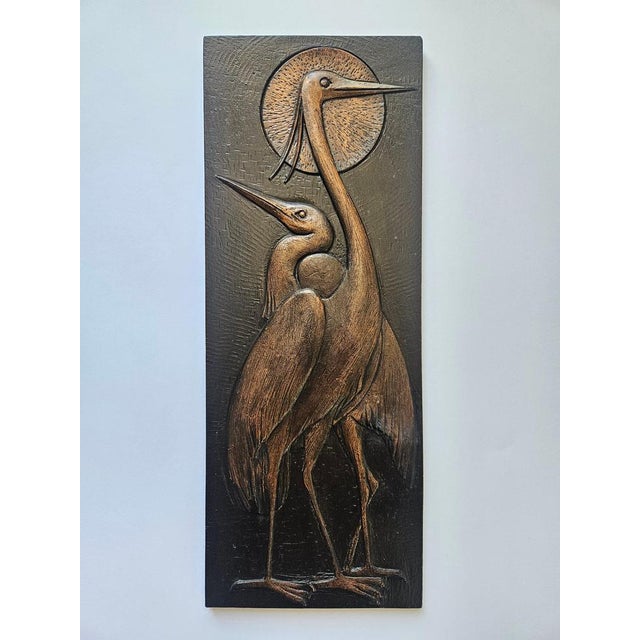 Wall Wood Relief Sculpture of Herons, 1960s For Sale - Image 9 of 14