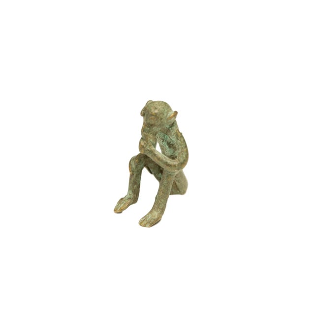 Mid 20th Century Vintage African Oxidized Bronze Sitting Monkey For Sale - Image 5 of 5