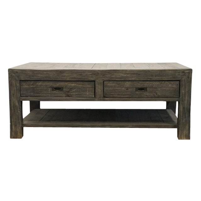 Dark Gray West Main Home Ashford Collection Contemporary Farmhouse Style 50" Reclaimed Wood Accent Coffee Table - Dark Gray Finish For Sale - Image 8 of 10