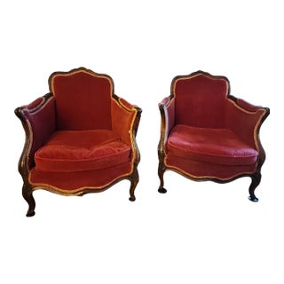 18thc French Louis XV Period Exceptionally Carved Walnut Bergeres - Signed by Antoine Leonard Couturier Christies Provenance a - Pair For Sale