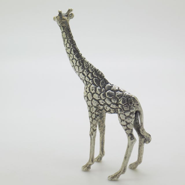 Metal Vintage Italian Handmade Silver 800 Giraffe Figurine, 1970s For Sale - Image 7 of 12