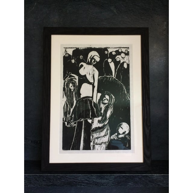 Abstract Woodcut Figures Print For Sale In Los Angeles - Image 6 of 6