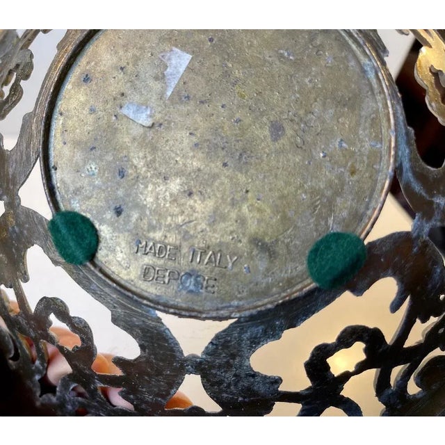 Metal Vintage Italian Filigree Bowl in Brass For Sale - Image 7 of 10