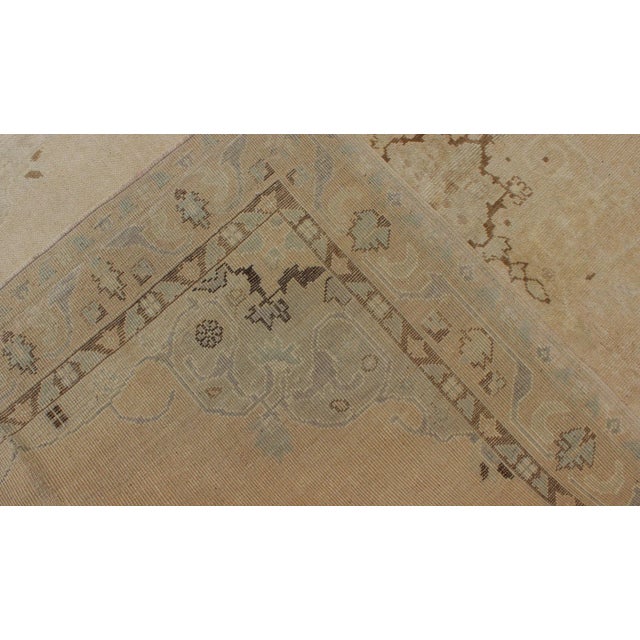 Vintage Turkish Oushak Rug in Faded Taupe and Ivory With Subtle Medallion 5'1 X 7'9 For Sale In Atlanta - Image 6 of 7