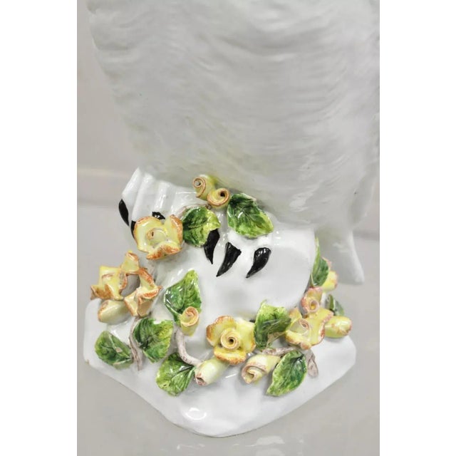 Mid 20th Century Vintage Italian Hollywood Regency Terracotta Glazed White Owl Figure Sculpture For Sale - Image 4 of 12