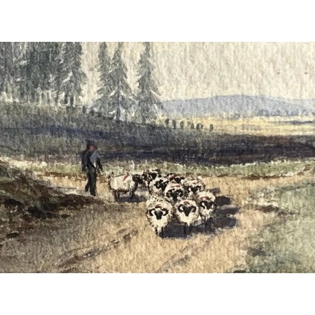 1876 Scottish Watercolor of Shepherd and Sheep at Leadburn Moor, Signed J. Newlands For Sale - Image 4 of 7