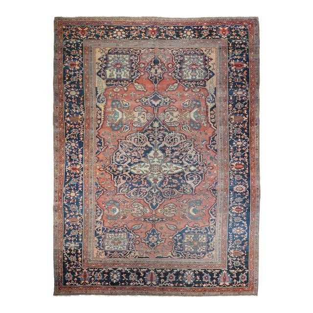 Late 18th Century Antique Sarouk Rug 8'9'' x 11'10'' For Sale