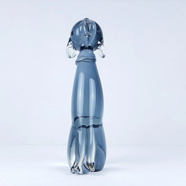 Vintage Gray and Clear Murano Glass Dog Sculpture For Sale - Image 4 of 11