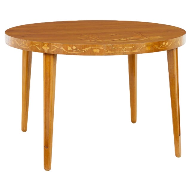 Mid-Century Scandinavian Inlaid Elm Coffee Table, 1950s For Sale