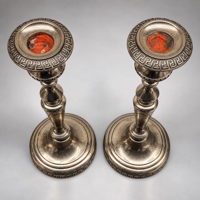 Italian Italian Vera Lucino Silver Plated Candlesticks For Sale - Image 3 of 5