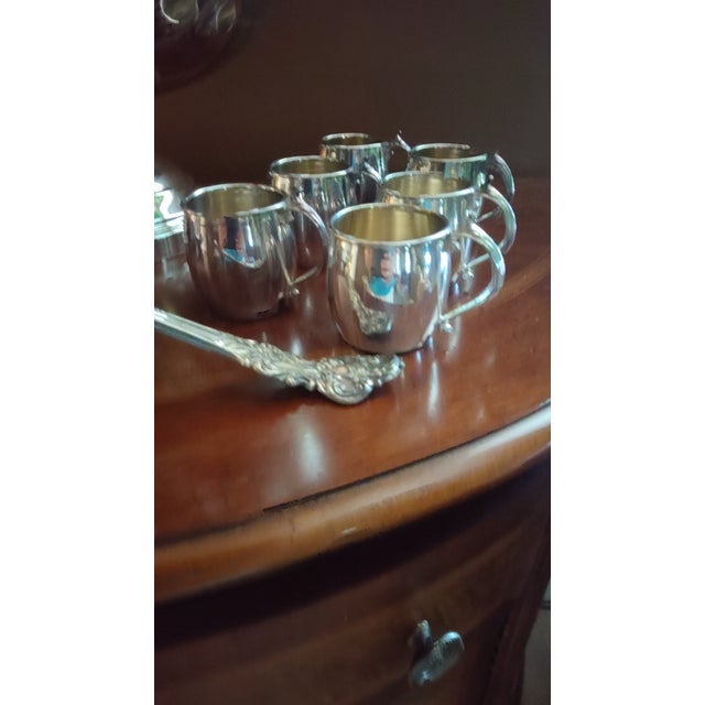 1950s Vintage Fb Rogers Silver Co Silverplate Punch Bowl Set With 12 Cups & Ladle 5614 For Sale - Image 5 of 13