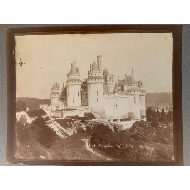 Striking 19th century French photo of Chateau de Pierrefonds, Cote Sud Est. French Gothic 14th century, built in 1396,...