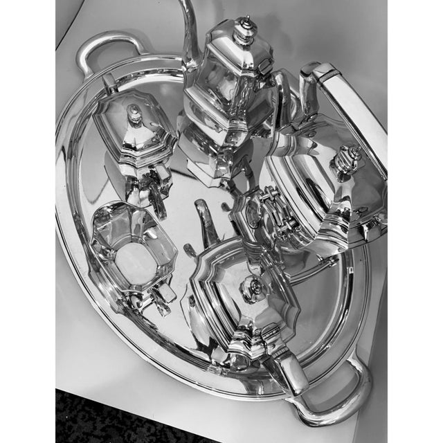 Mid 20th Century Six-Piece Tiffany & Co. Sterling Silver Kettle on Cradle W Serving Tray 7.3 Kg For Sale - Image 13 of 17