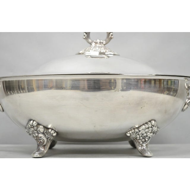 Mid 20th Century Vintage Lancaster Rose by Poole Large Oval Silver Plated Covered Soup Tureen For Sale - Image 5 of 18