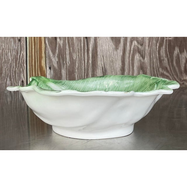 Green Vintage Italian Coastal Banana Leaf Bowl For Sale - Image 8 of 9